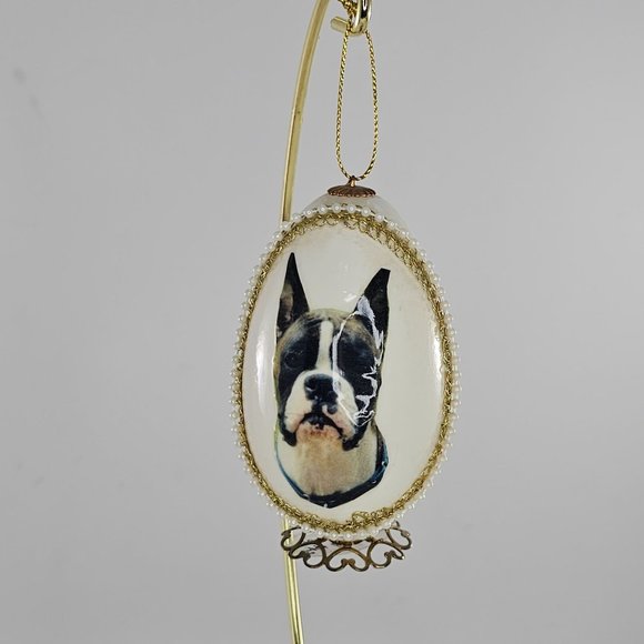 Vintage Handmade Boxer Dog Real Egg Christmas Ornament Signed 2001 - Picture 8 of 9